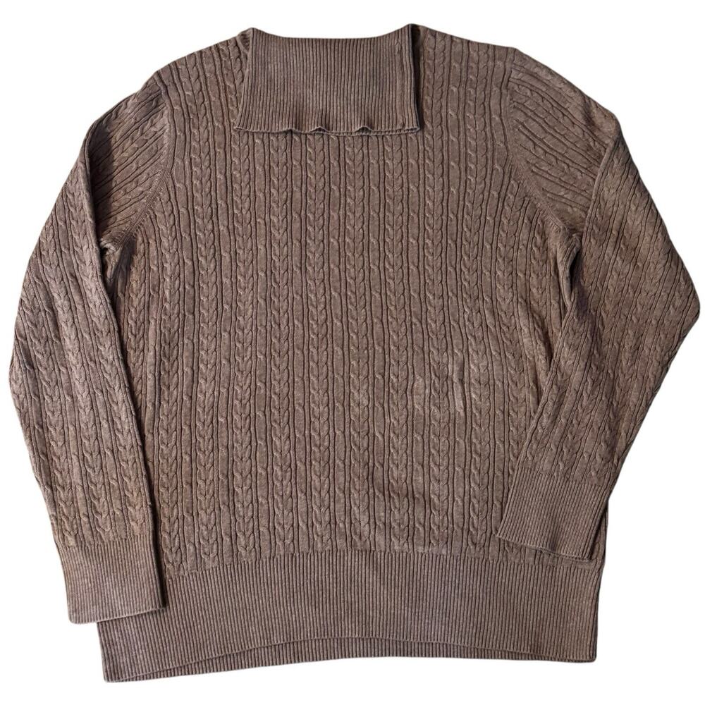 Women's Cable Knit Pullover Sweater - Taupe